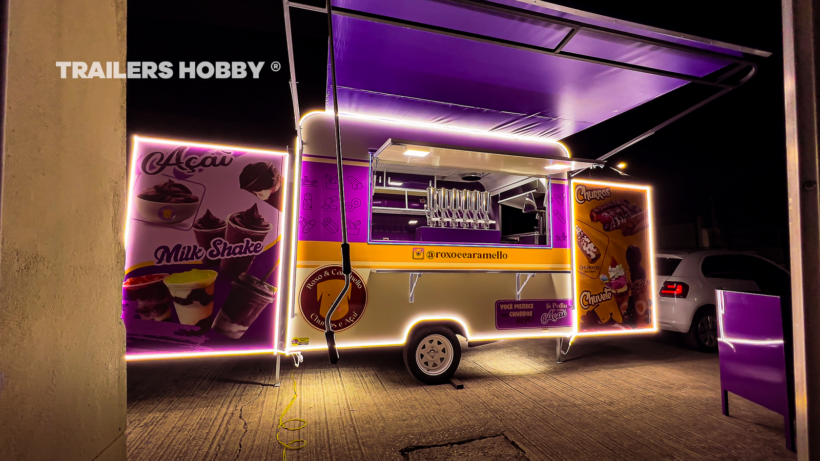 Trailer personalizado Roxo e Caramelo fabricado pela Trailers Hobby