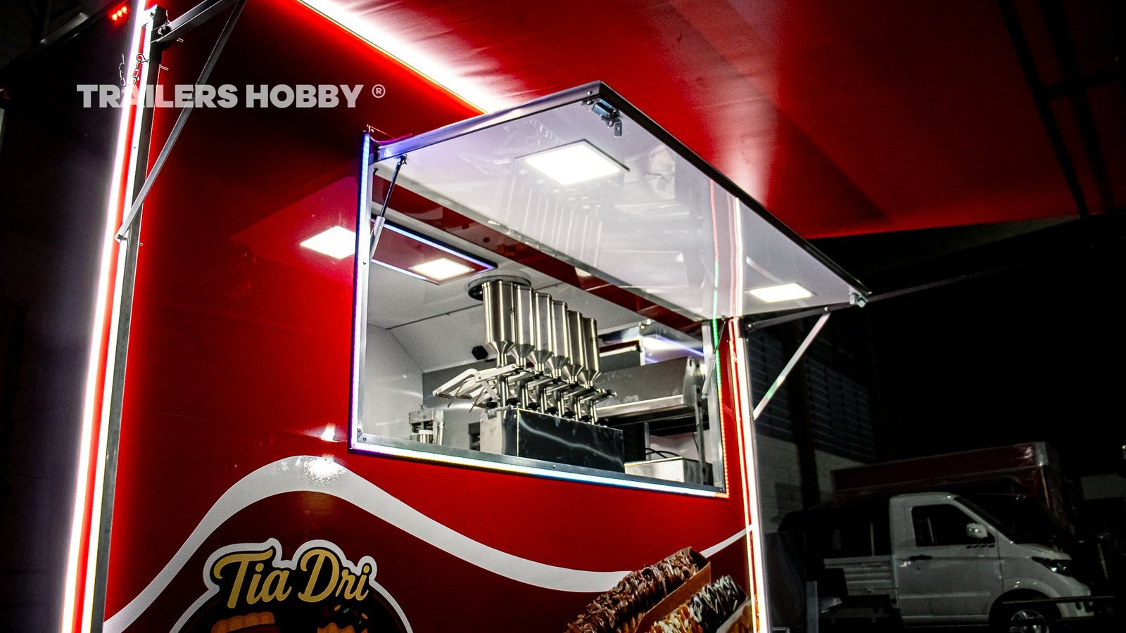 Detalhe da janela de atendimento do trailer Tia Dri Churros